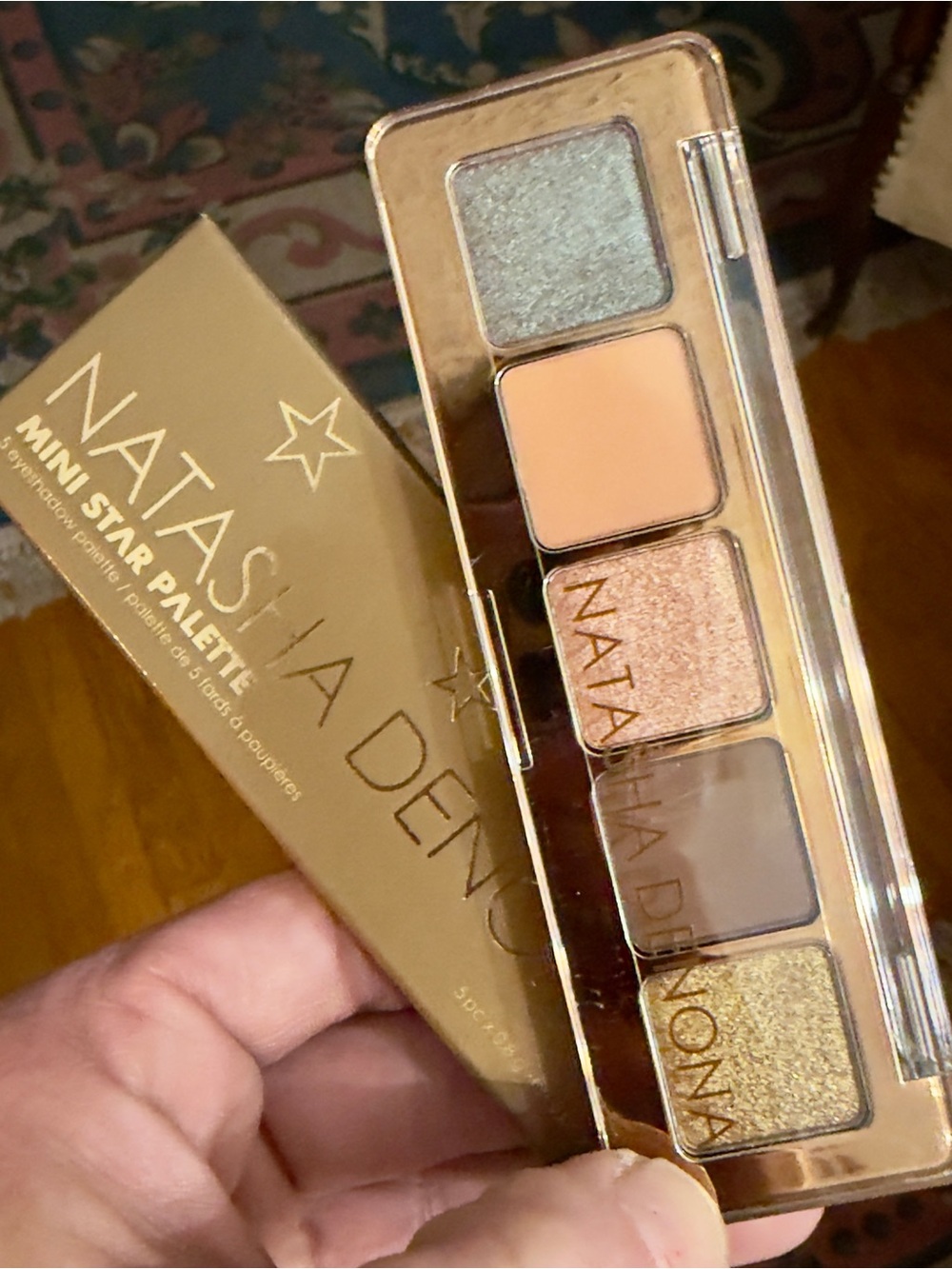 Natasha Denona Mini Star Palette — Peach, Champagne, Gold & Icy Silver Shadows